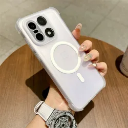 Matte Translucent Frosted Shockproof Magnetic Phone Case with Lens Protector for OnePlus Ace 6T (White)
