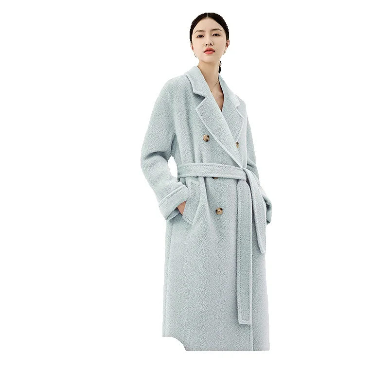 

New Season Suli Alpaca Fleece Top Women's Long Double Sided Thickened Warm Wool Coat