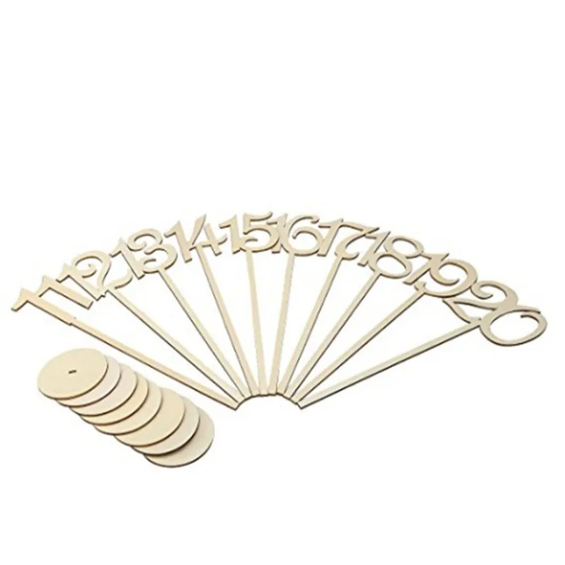 Hot Style Wooden Wedding Supplies Wedding Place Holder Table Number Figure Card Digital Seat Decoration 10pcs/pack
