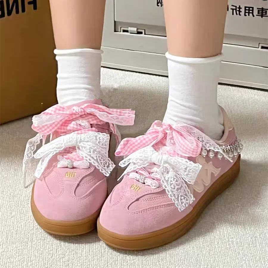 2 Stück Schnürsenkel kombinieren 2 Stück Gitter-Schnürsenkel Bunte trendige Schnürsenkel DIY DE Trainingsschuhe Rosa Casual Sports Lederschuhe Spitze – Detail 5