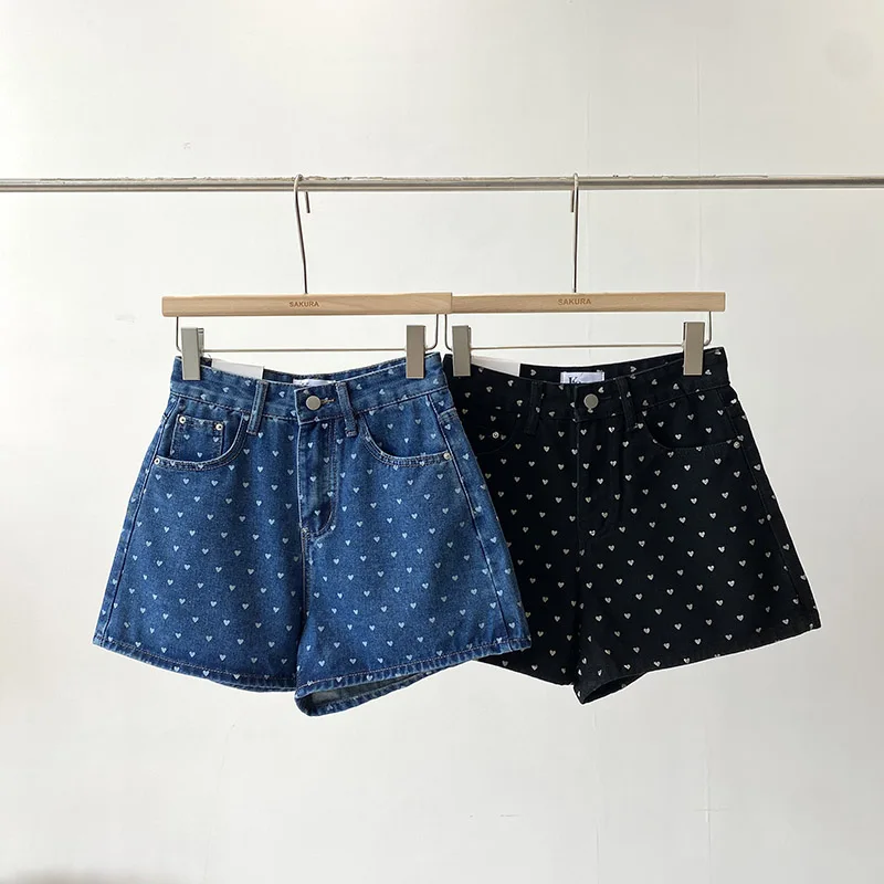 

Korean Fashion Summer Shorts for Women Printed High Waist Female Denim Shorts Zipper Fly Almighty Jean Short Pants Dropshipping