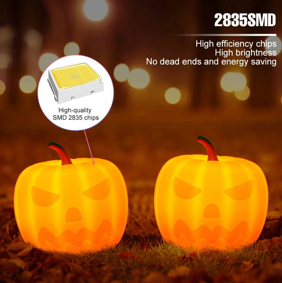 Description Picture 6 of itemLED Night Lights Silicone USB Rechargeable Table Lamp Bedroom Bedside Desktop Halloween Pumpkin Decoration Children Holiday Gift