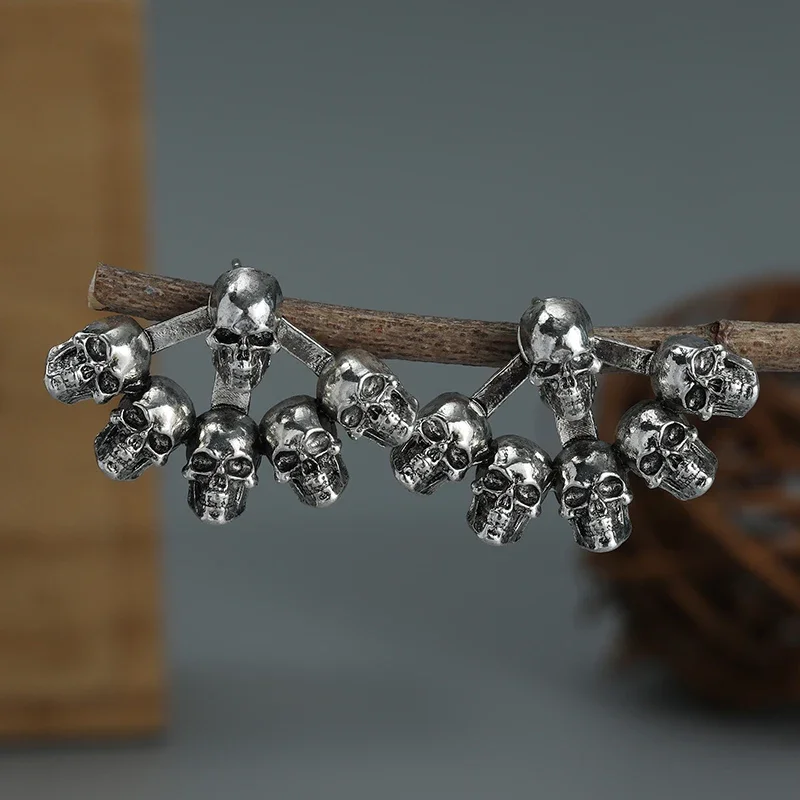 Gothic Ghost Skull Stud Earrings for Men Fashion Hip Hop Biker Earrings Stainless Steel Vintage Punk Devil Skeleton Jewelry Gift