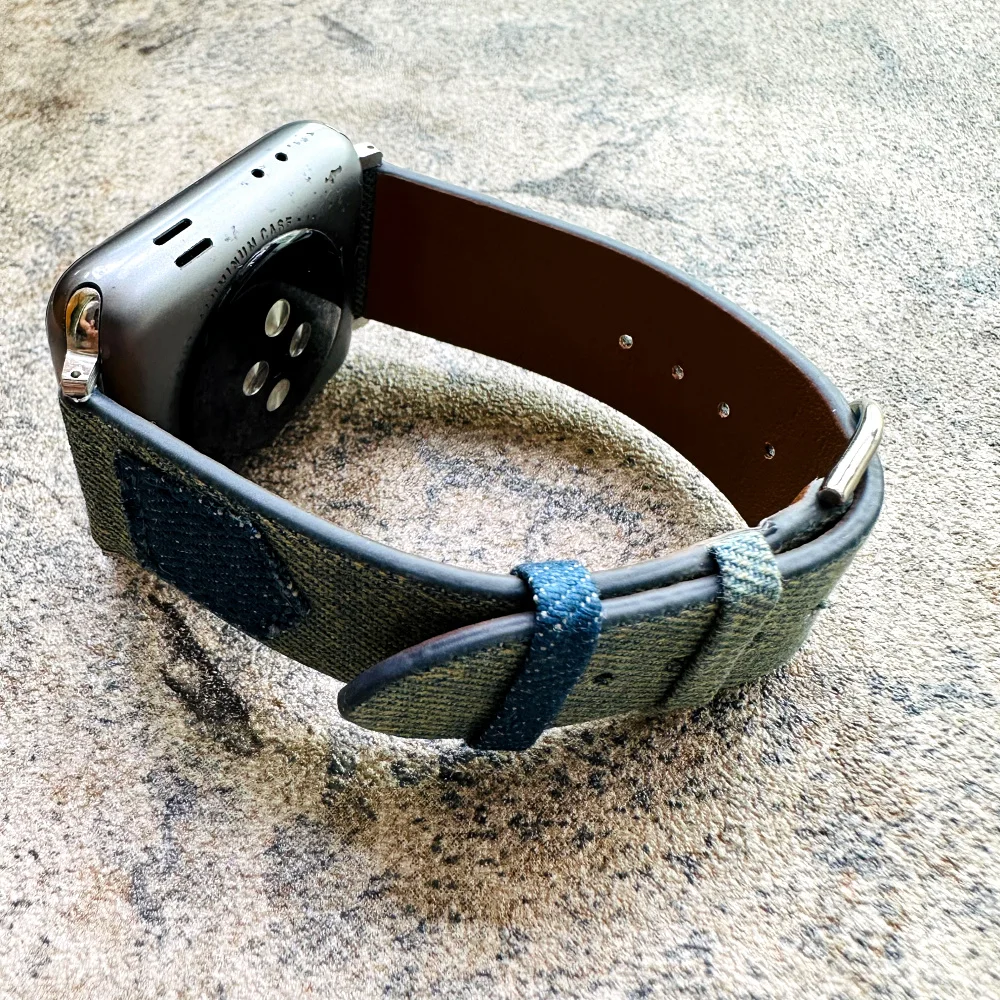 애플 워치 밴드용 청바지 데님 스트랩, 원단 가죽 iWatch 팔찌 시리즈 8, 7, 6, 5, 4, 3, SE 울트라, 49mm, 45mm, 44mm, 41mm, 40mm, 42mm