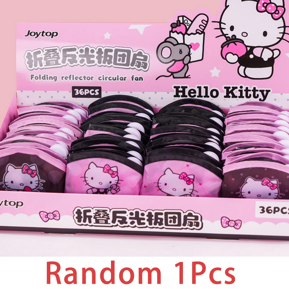 1 шт. Оригінальний складаний світловідбиваючий віяло Sanrio Hello Kitty, розкладний ручний віяло, рожево-червоний, для літа, пляжу, подорожей, подарунок для дівчат