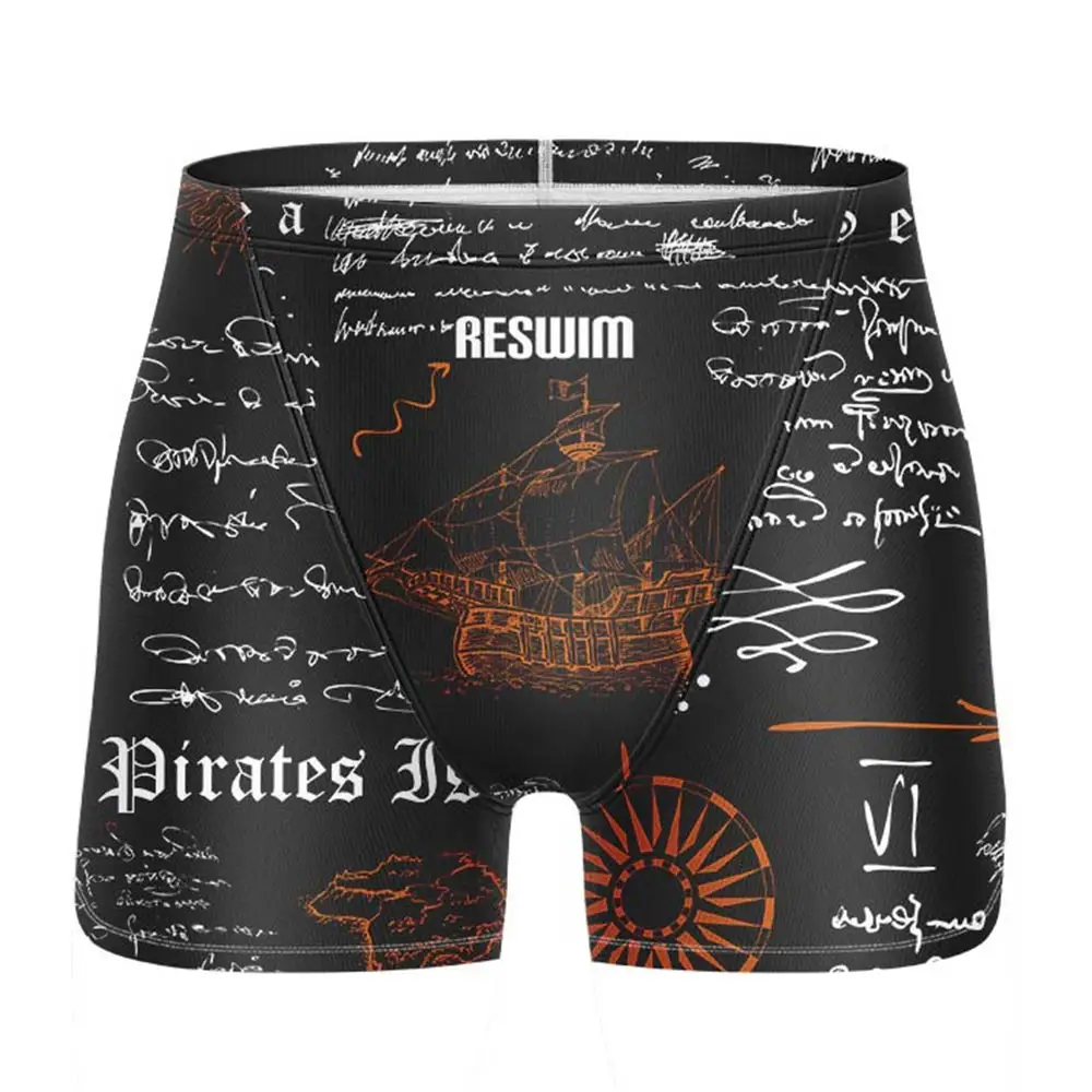 New Men's Swimming Trunks Athletic Training Swim Jammer Swimsuit Shorts Pool Quick Dry Lycra Swimwear Surf Beach Tights Pants