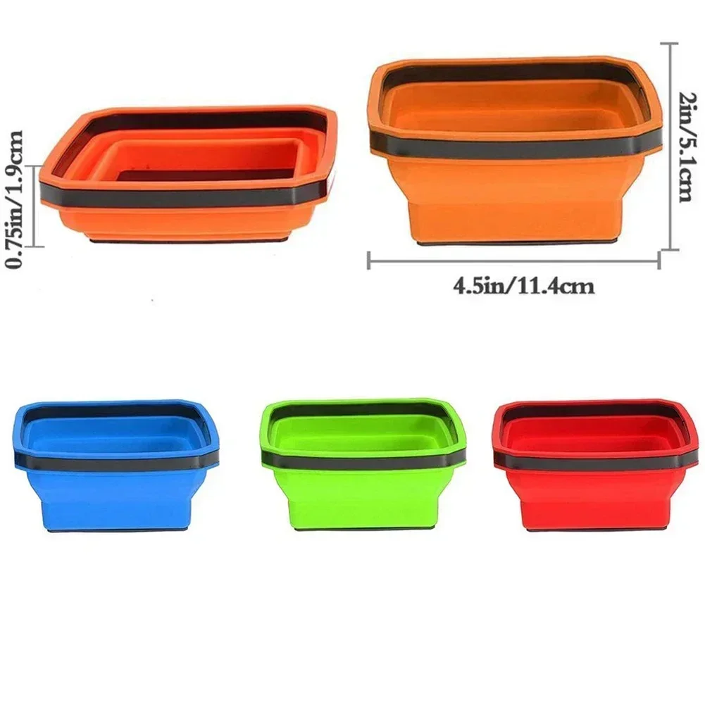 4.5 Inch Collapsible Magnetic Screw Tray Silicone Screw Bowl Tool Part Storage Box Plumber Carpenters Tool Organizer tool storage box parts storage box storage organizer box