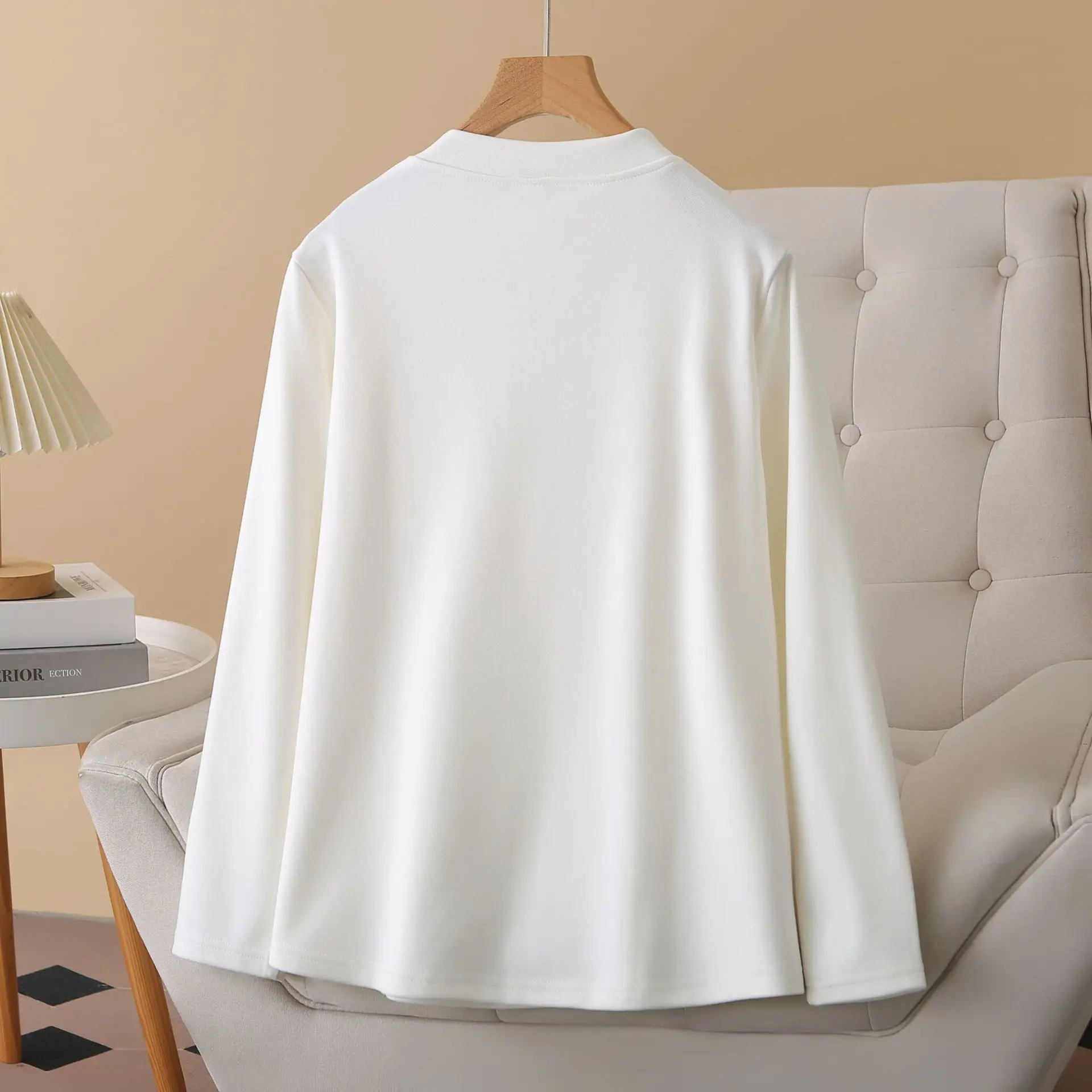 XXXXL Fashion Plus Size Women's T-Shirt New Wear For Autumn And Winter Casual half-open-neck Long Sleeved Base Warm Tops 2548