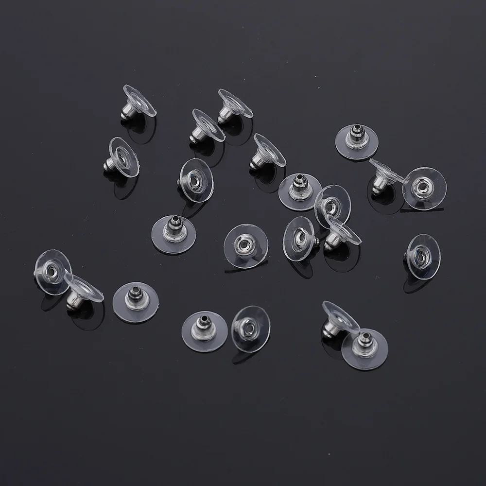 Wholesale Clear Plastic Ear Hooks Back Post Nuts Rubber Earring