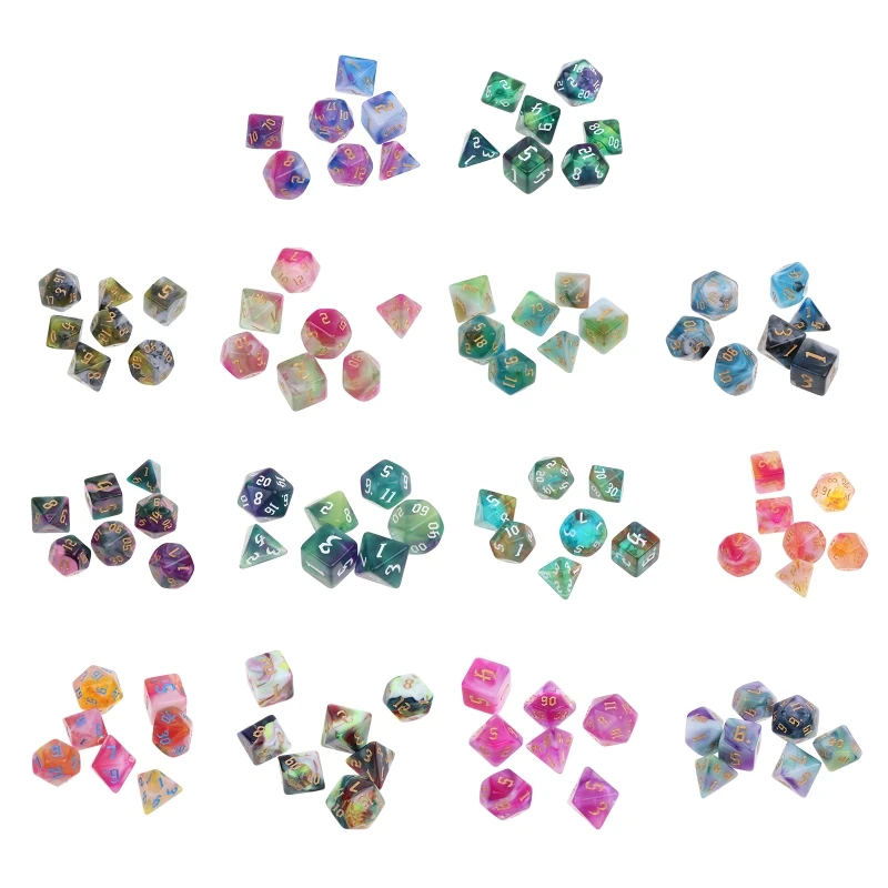 

7 Pieces Polyhedral RPG Acrylic Multi-Color Game Lucky Durable