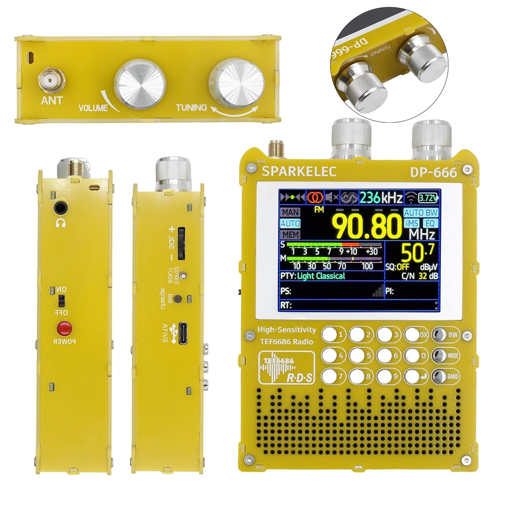 New DP-666 TEF6686 DSP Full Band Portable DSP Radio with 2.8-inch IPS LCD Display High Sensitivity DSP Receiver Radio Reciever