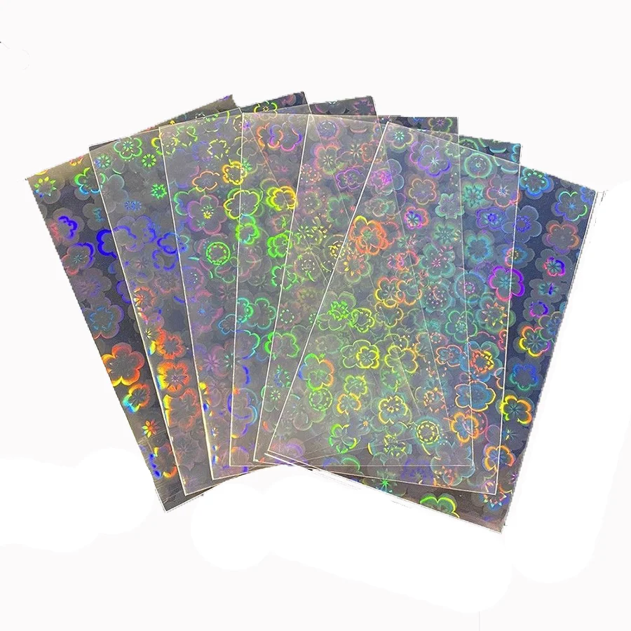 SKYSONIC 50pcs Kpop Card Sleeves 61x91mm Snowflake/Sakura Holder For Holo Postcards Top Load Film Photocard Game Cards Protector 2