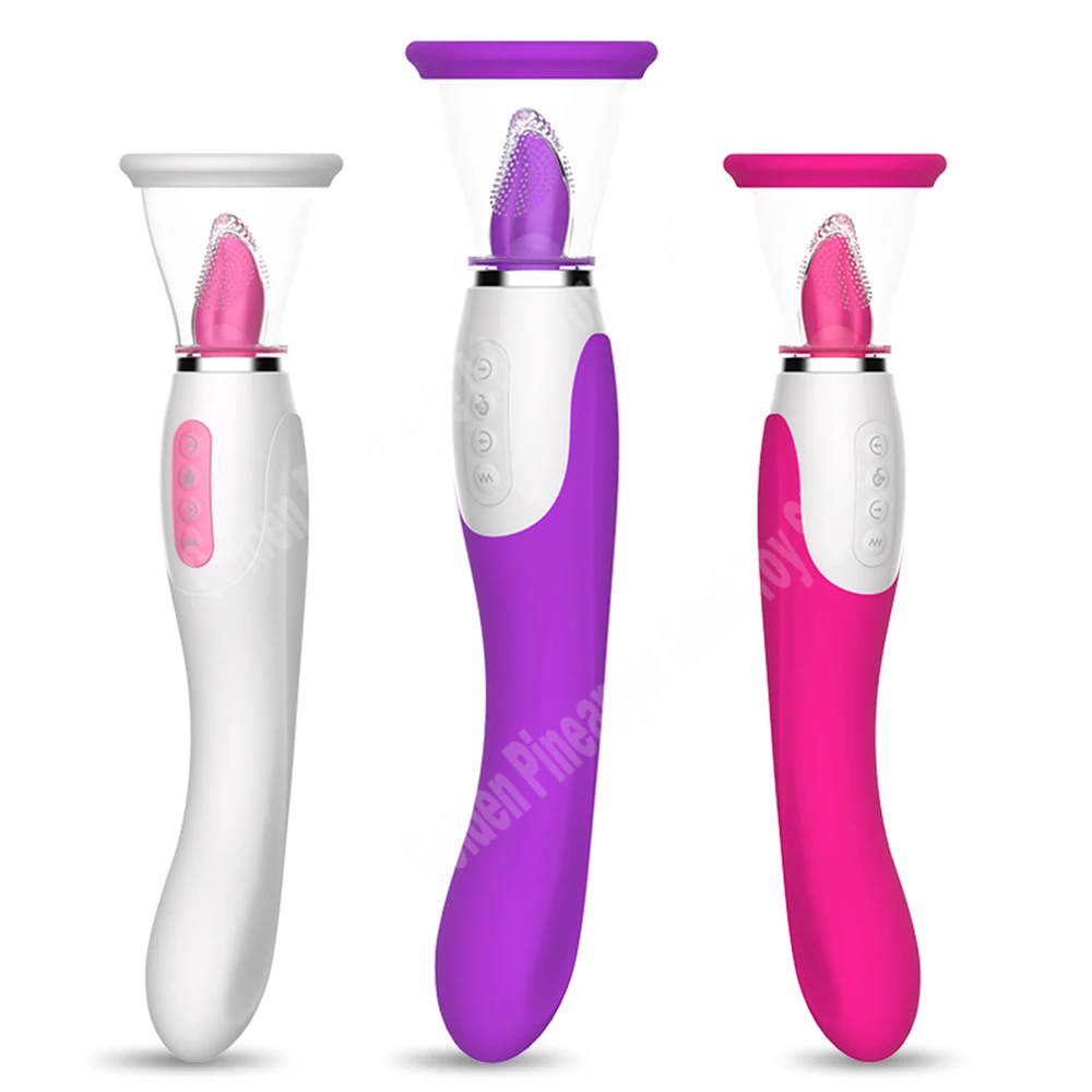 Heating Nipple Sucker Tongue Licking Clitoris Stimulator Vagina Sucking Dildo Vibrator Blowjob for Women Orgasm Masturbator