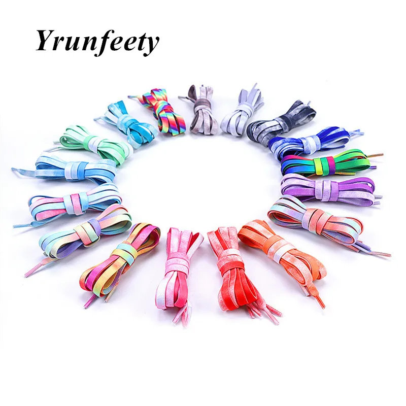 

2023 New Flat Elastic Shoe Laces 40" Flat Lazy No Tie Shoe Laces Rainbow Shoelaces for Kids Shoes Lazy Laces with Metal System