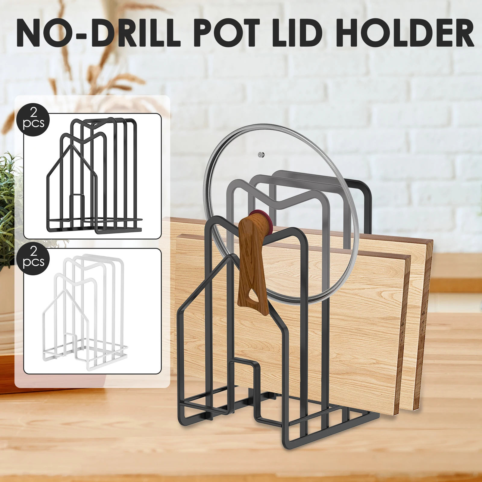 2 Pcs Cutting Board Holder Multi Layer Shelf Rustproof Cutting Board Stand Pot Lid Storage Rack Kitchen Organizer Shelf for Home