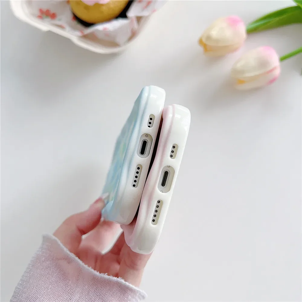 Cute Cream Edge Heart Flower Soft Silicone Phone Case Cover