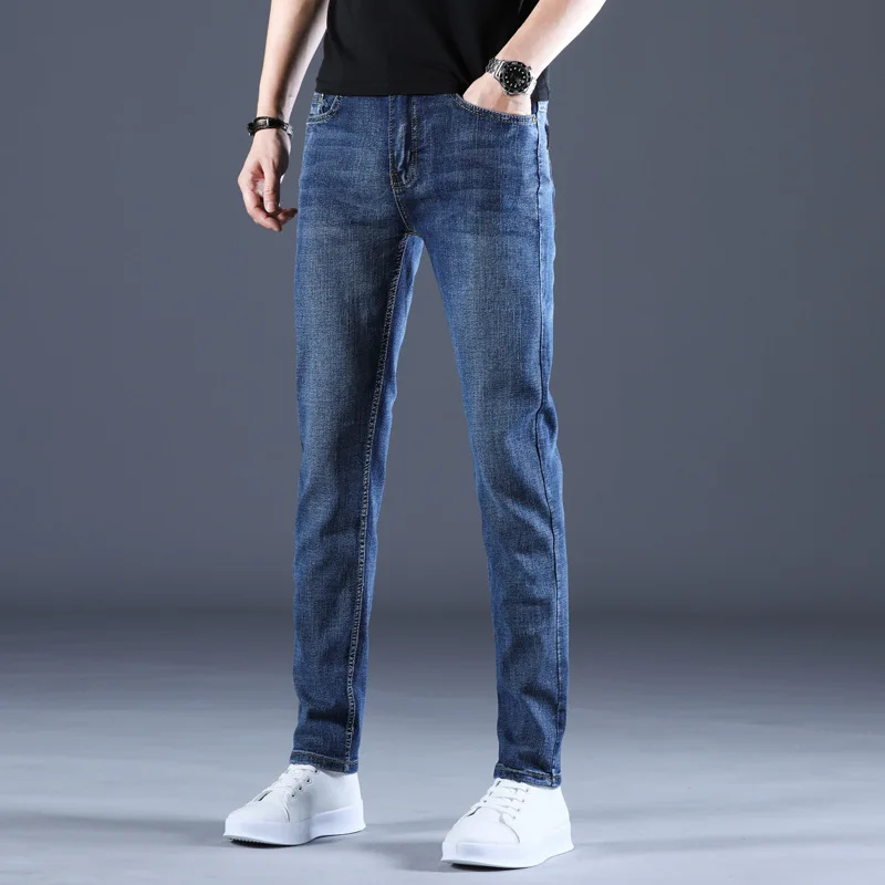 2025 New Men Stretch Jeans Male Classic Elasticity Business jeans men fashion comfortable Solid slim straight long Denim pants 6