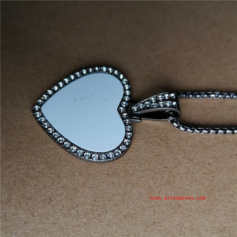 sublimation blank heart shape  necklaces pendants hot transfer printing pendant jewelry consumables one sided printing 10pcs/lot 6