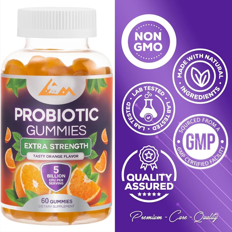 Daily probiotic gummies -5 billion colony units, super probiotic supplements,digestive and intestinal health support supplements