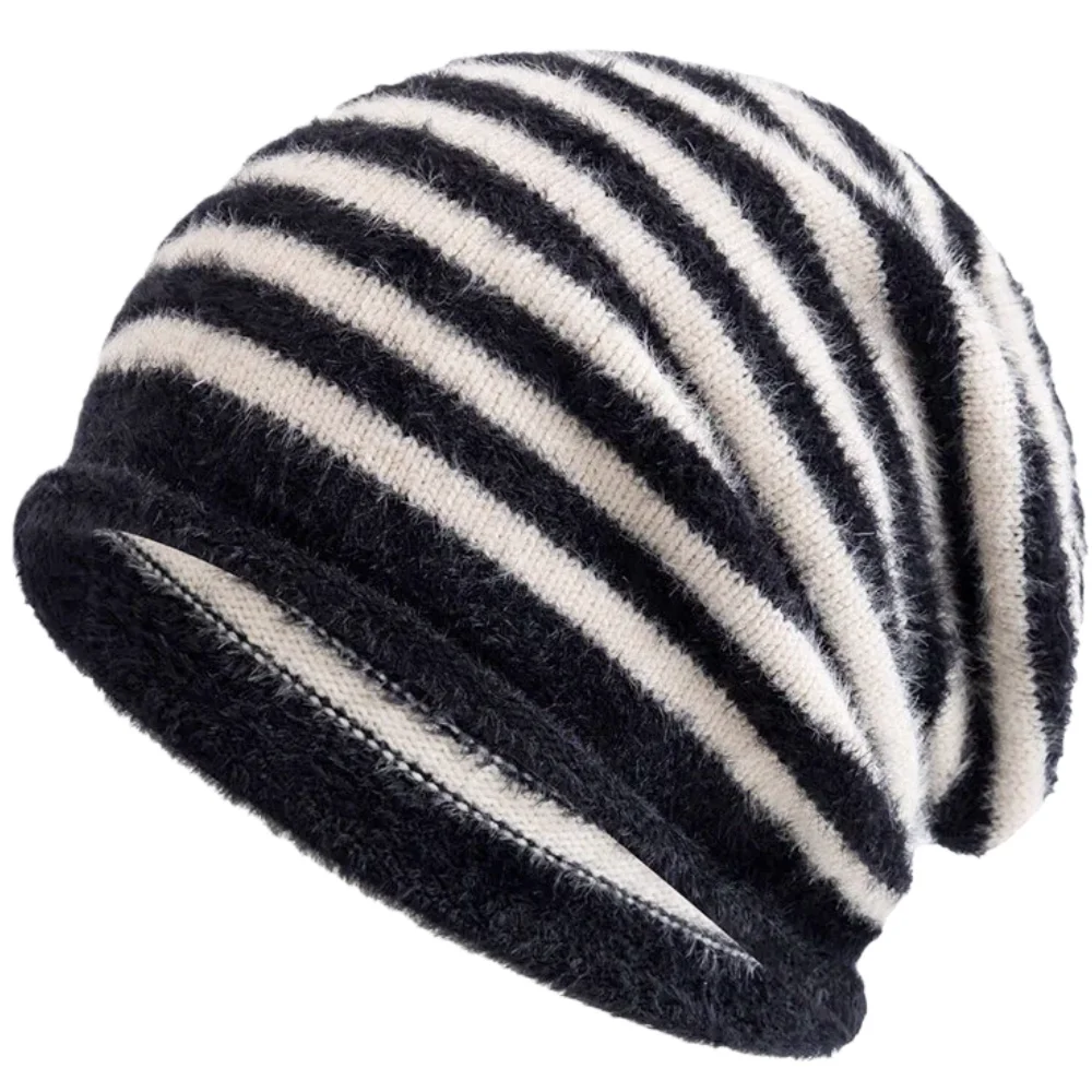 Heißer Verkauf Mode Frau Slouchy Beanie Casual Streifen Design Y2K Winter Hüte Für Frauen – Detail 9