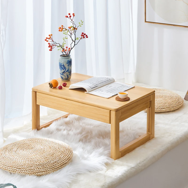 Japanese Bay Window Mini Table, Trendy Window-Side Desk, Tatami Low Table, Bedroom Floor Tea Stand, Compact Wooden Table