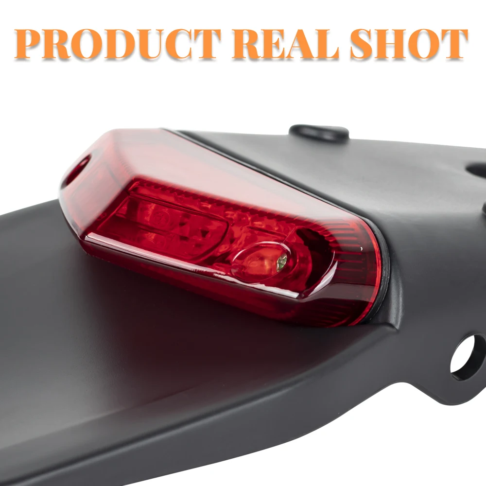 Motorcycle Rear Fender License Plate Bracket Holder 12V LED Taillight Brake Lamp Universal For Enduro Off-Road Bike