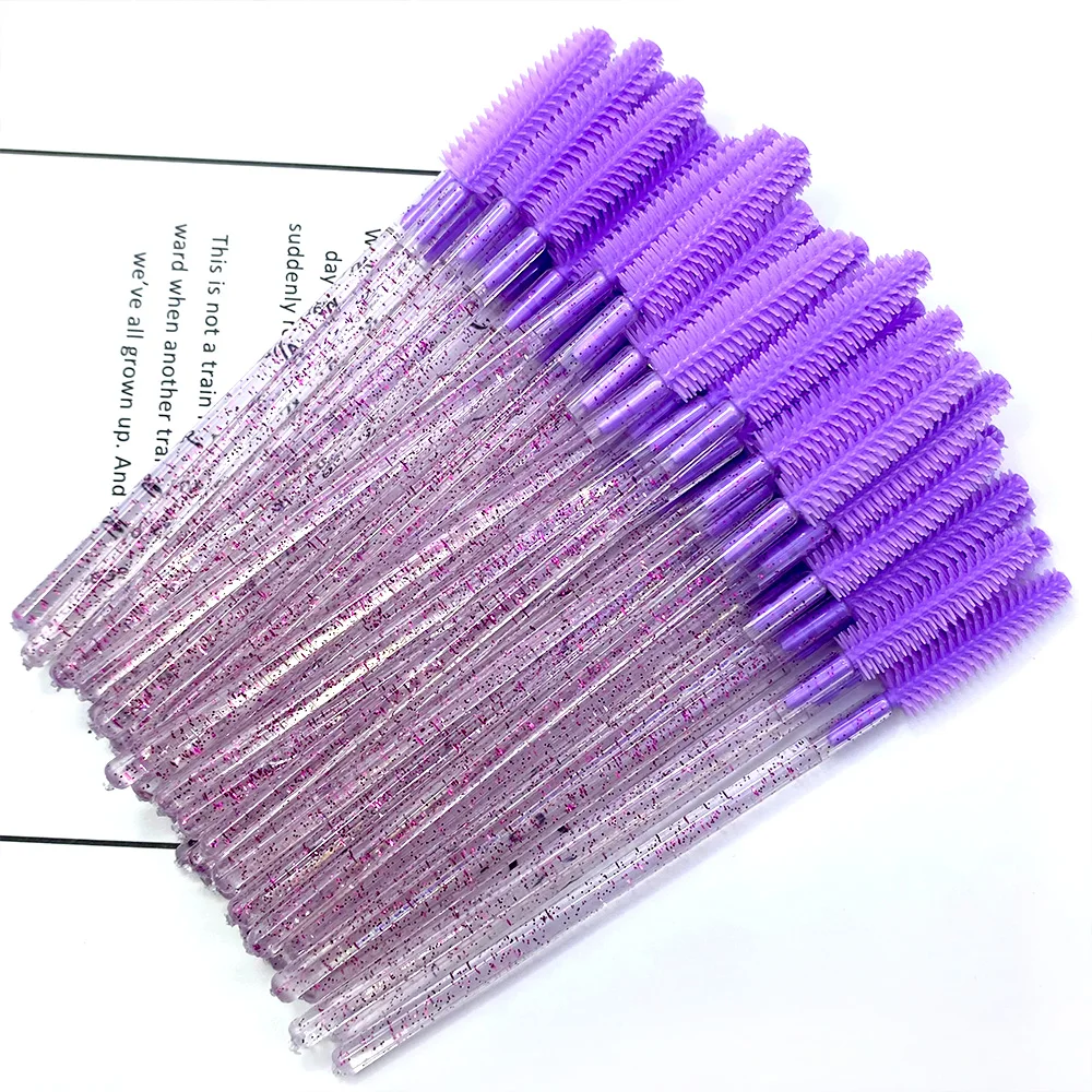 50pcs Crystal Silicone Eyelash Brush Eyebrow Wands Applicator Makeup Brushes Eyelash Extension Spoolie Microbrush Cosmetics Tool
