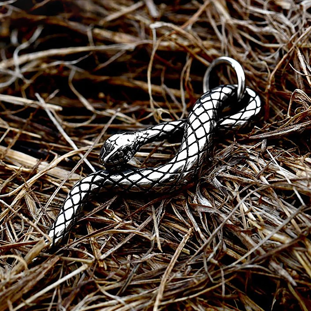 MayiaHey Collana con ciondolo a forma di croce, stile gotico, con ciondolo a forma di serpente, da uomo, in acciaio inox, stile hip hop, con preghiera, croce punk, gioiello religioso con animali