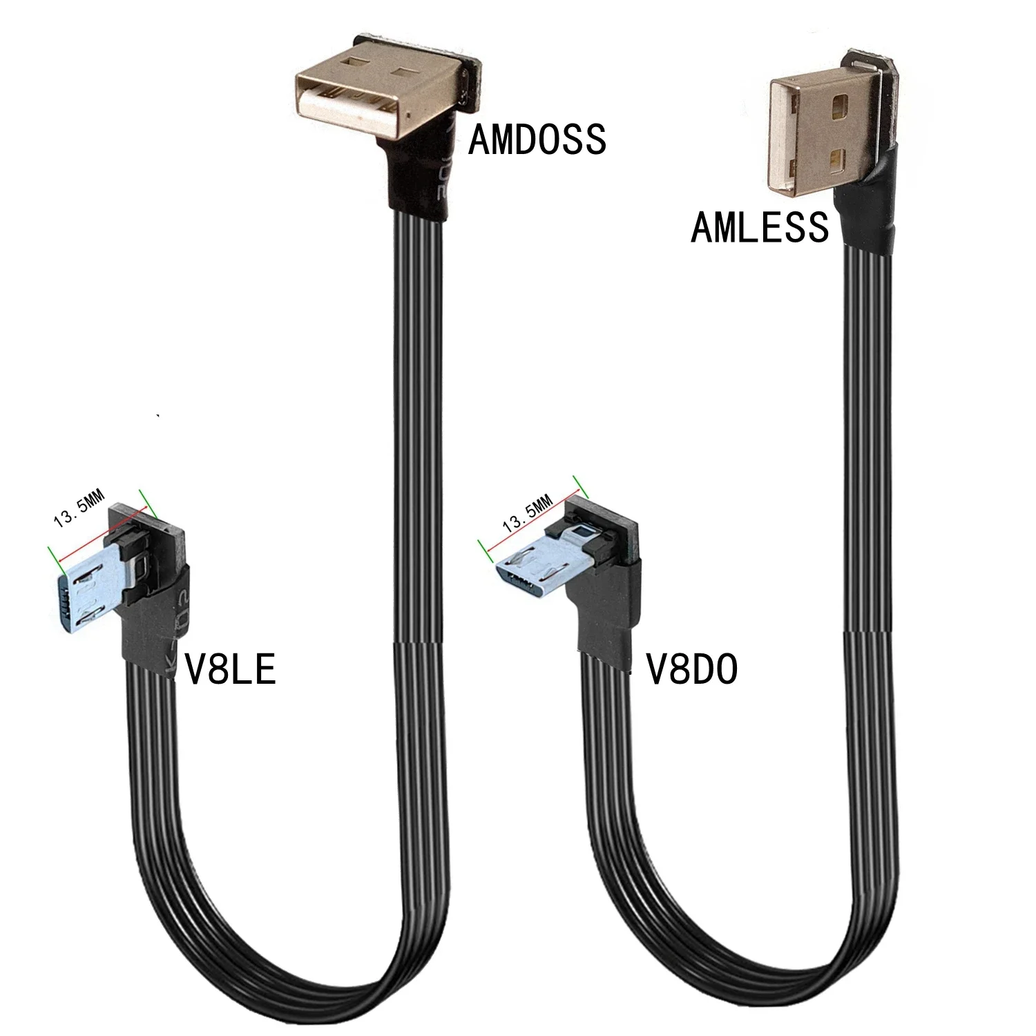 슈퍼 플랫 유연한 각도 90도 USB 마이크로 USB 남성 UltraShort U..