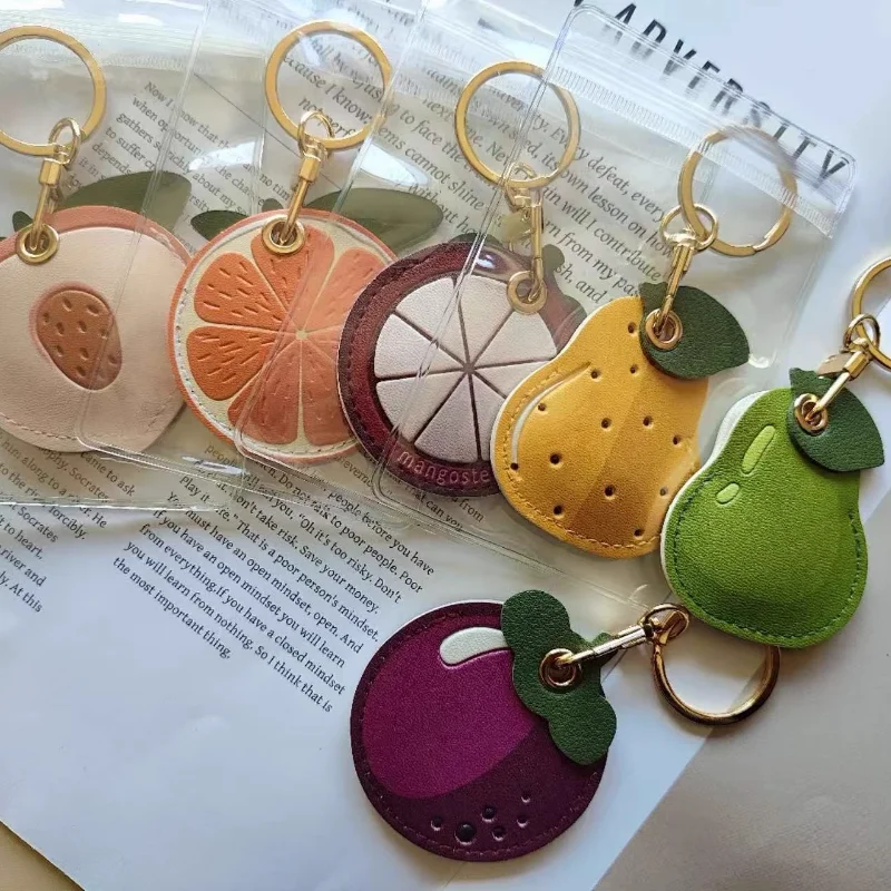 SOFPLATE Strawberry Keychain Charm Holder - Airtag GPS Tracker Case - PU Leather Alloy Accessory For Bags & Keys