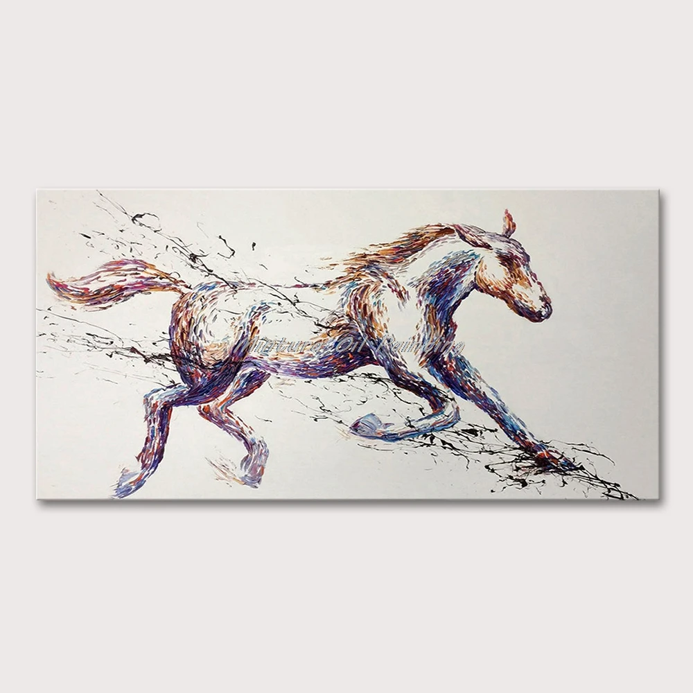 

Mintura Large Wall Art for Living Room Hotel Decor Oil Paintings on Canvas,Handpainted Galloping Horse Animal Decorative Picture