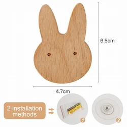 Animal-Shaped Wooden Wall Hook for Cute Room and Home Decor (Rabbit)