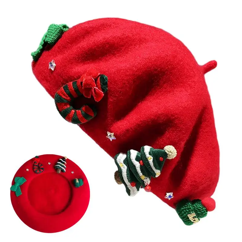 

Christmas Beret Vintage Hat Female Winter Beret Warm Student Fashion Party Hats For Women And Girl