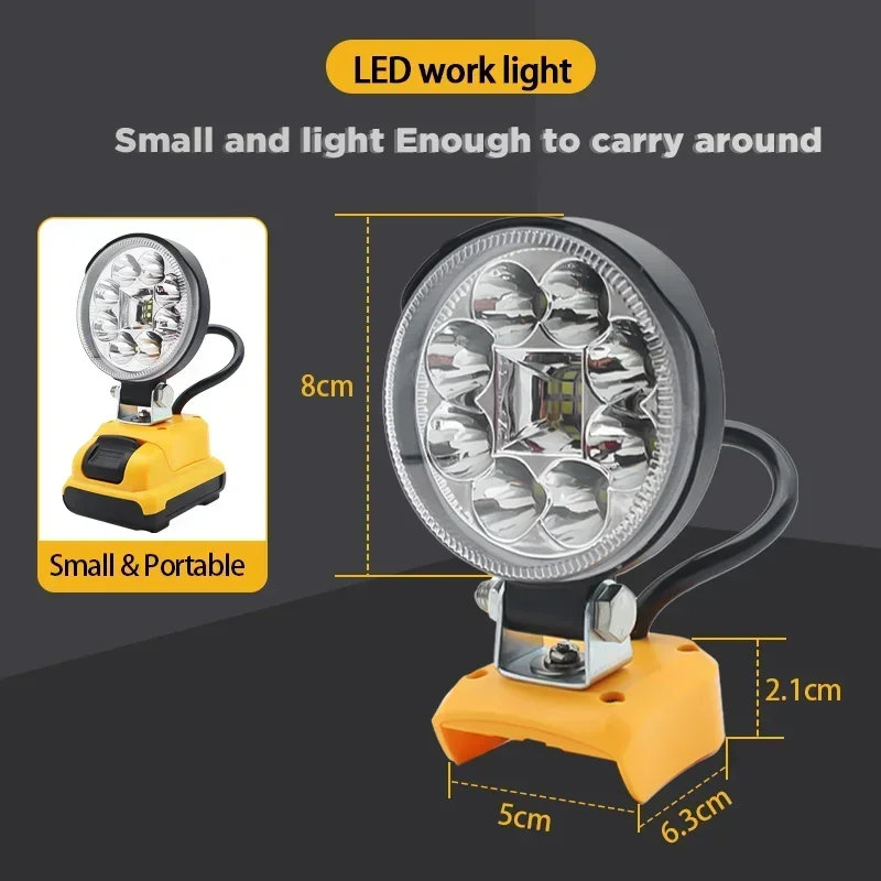 3 inch Car LED Work Light Flashlight Electric Torch Spotlight Camping lamp For DeWalt 12V Li-ion Battery DCB120 DCB121 DCB123