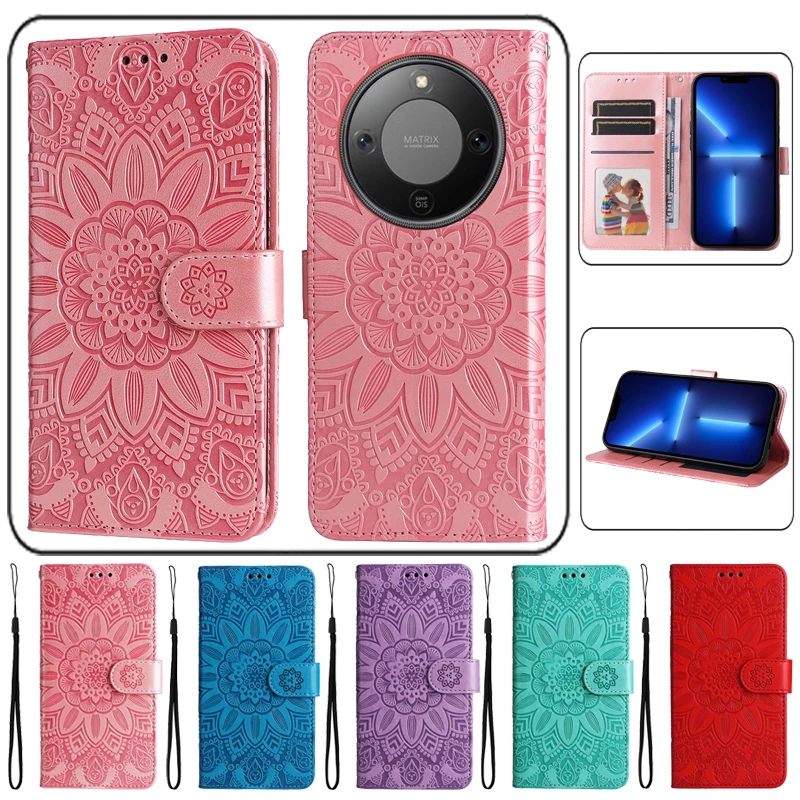 Elegant 3D Sunflower Luxury Wallet Flip Case - Shockproof PU Leather Phone Cover