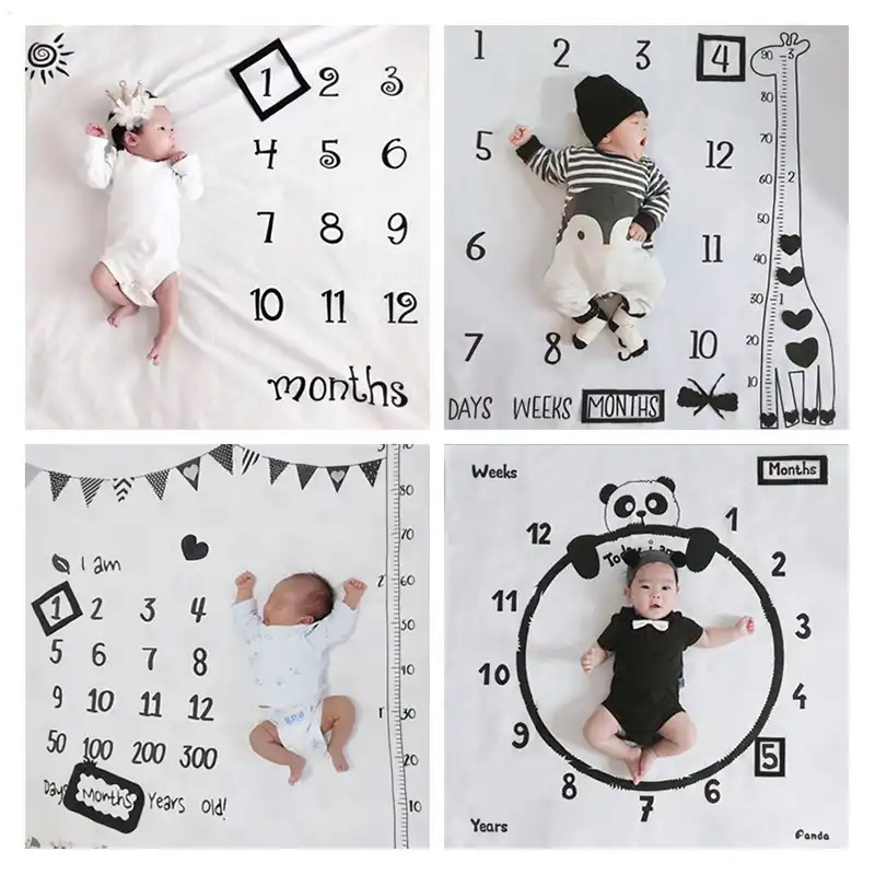 Ylsteed Baby Milestone Blanket - Rainbow Growth Chart Photo Prop Mat, 47x40 Inches
