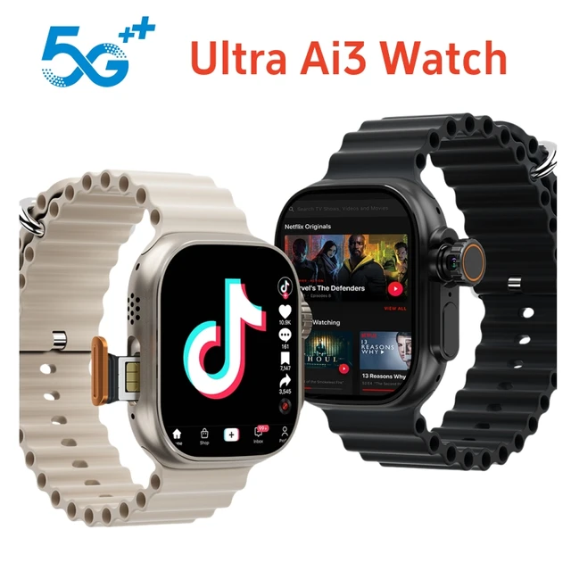 Microwear Ultra ai3 Smartwatch 4G Android Amoled HD Camera GPS WIFI Google Play Store APP Download Game Bluetooth Smart Watch