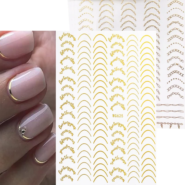 1PCS Colored Roman Alphabet Nail Art Stickers 3D Golden Heart