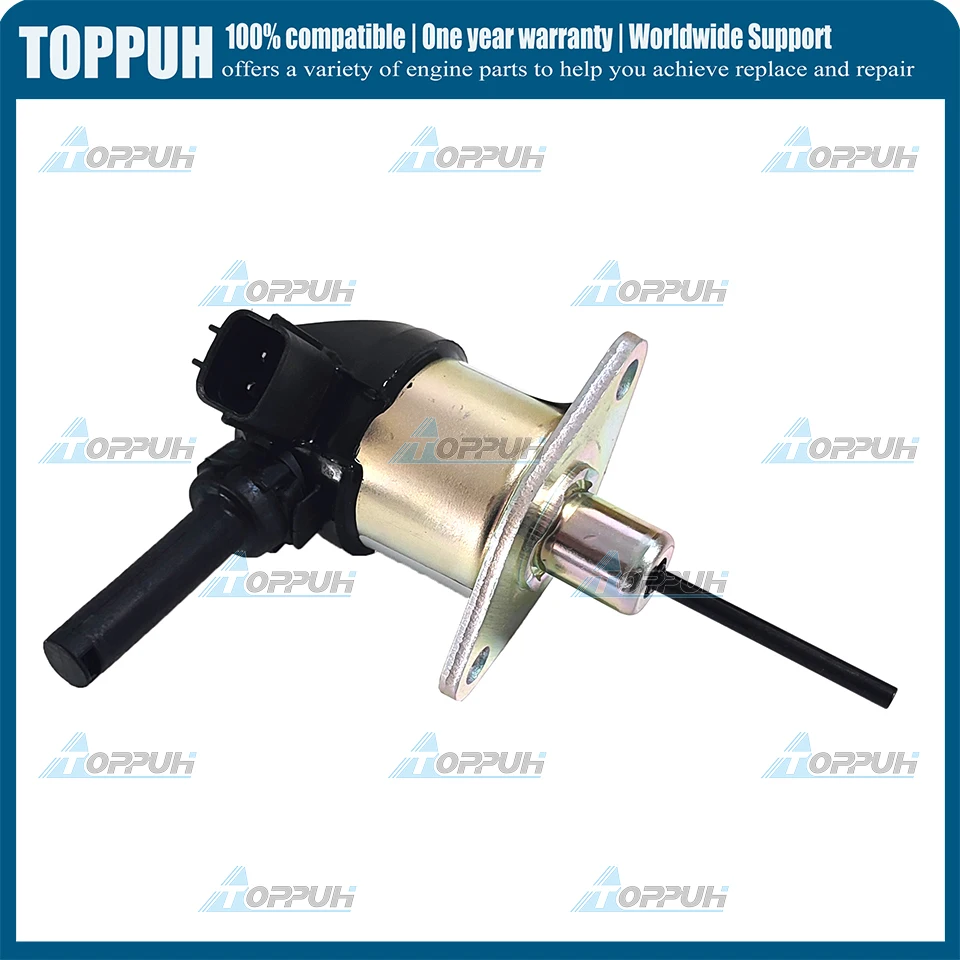 Fuel Stop Solenoid 12V for Kubota D1503 D1703 D1803 V2003 V2203 V2403 Excavator