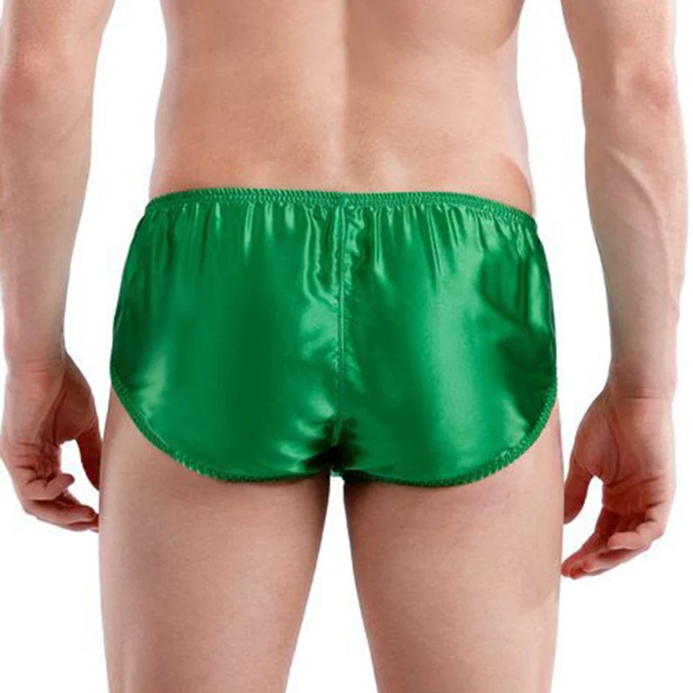 Mens Silk Underwear  Middle Waist Bikinis Glossy Bottoms Briefs Panties Lingerie U Convex Pouch Briefs Loungewear - 3