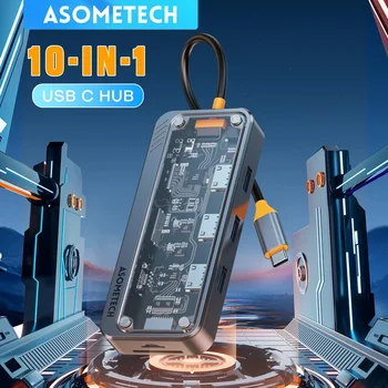 10 In 1 Hub Usb 3.0 Type C To HDMI-Compatible 4K 30Hz Docking Station PD 100W Usb Splitter for Macbook Air Laptop Pc Accessories 1