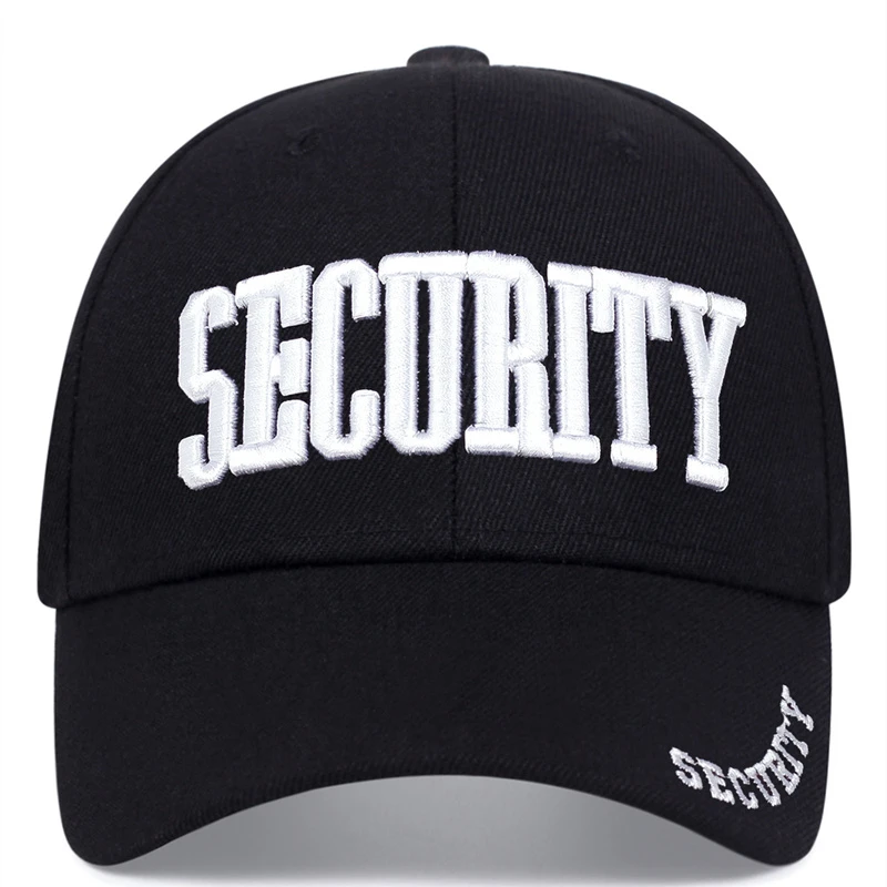 SECURITY 자수 야구 모자 미국 남성용 아빠 모자 조절 가능한 스냅백 모자 성인 남성 힙합 트러커 캡 고라스