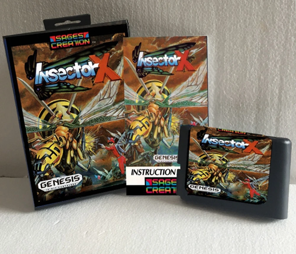 

Insector X With US Box And Manual Book 16Bit MD Game Card For Sega MegaDrive Genesis Consoles