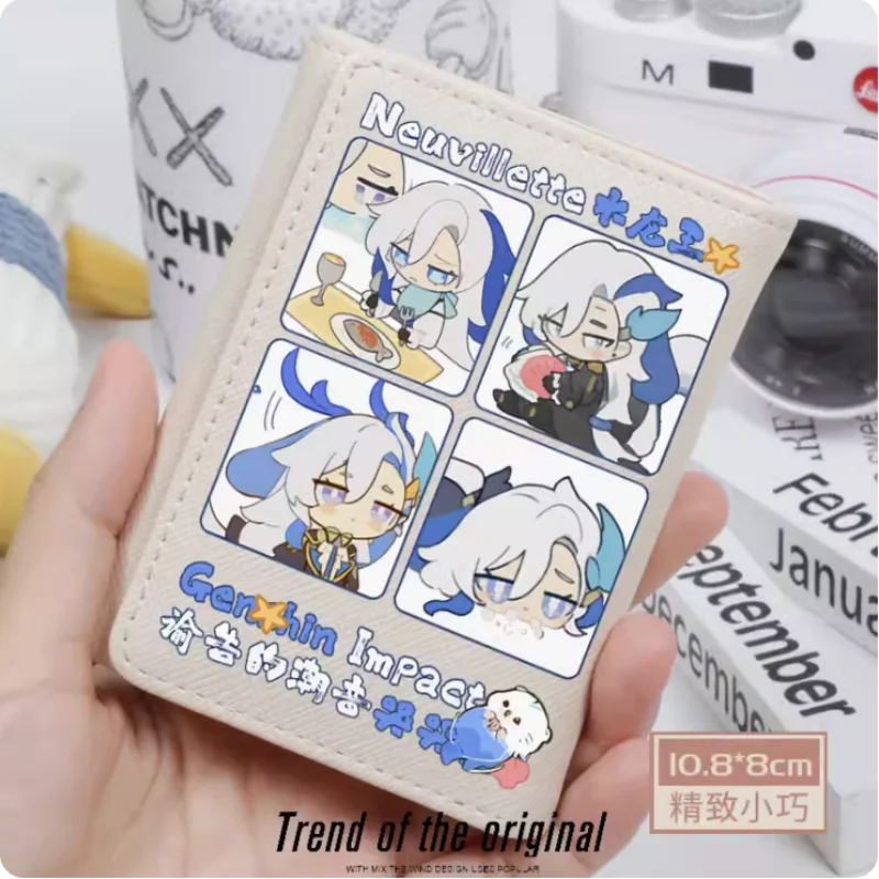 Anime Genshin Impact Neuvillette  Fashion Wallets PU Purse Card Holder Hasp Money Bag Cosplay Gift B127