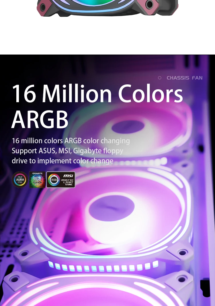 Description Picture 4 of itemAigo Z12 Computer Case Fan Reverse Ventoinha PC 120mm Rgb Fan Cooler 4pin PWM CPU Cooling Fan 3pin5v Argb 12cm Ventilador