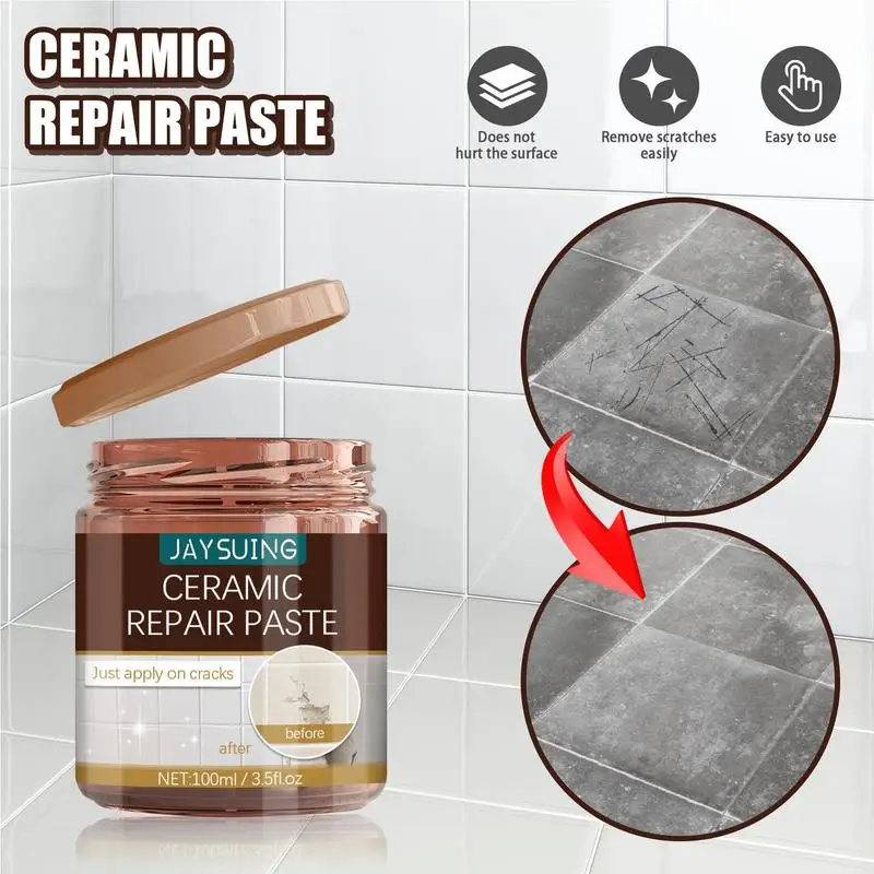 Pasta Reparação de Porcelana Corrigir Rapidamente a Telha Cerâmica Chips Rachaduras Buracos e Arranhões Wall Hole Filler 100ml