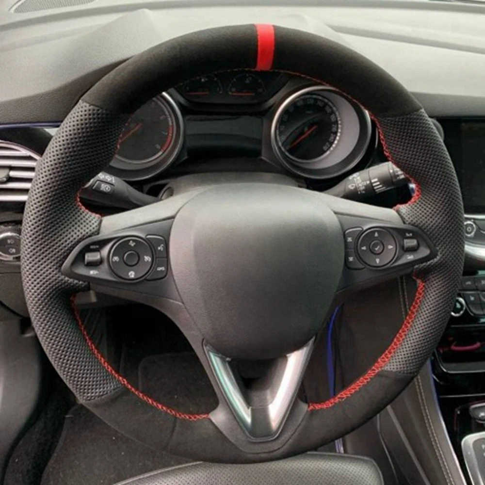 Juste de volant de voiture en cuir suédé antidérapant, housse ronde pour Opel Astra K Corsa E Karl Crossland X Grandland Insignia Zafira