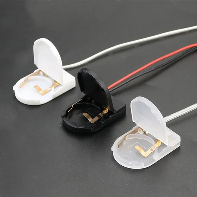 5 pièces fente unique CR2032 CR 2032 bouton pile bouton support de batterie couvercle avec interrupteur marche-arrêt fils 3V boîte de batterie 5