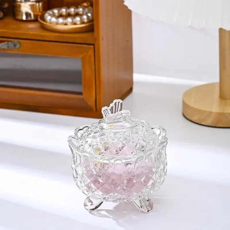 Storage Jar European Style Glass Tripod Butterfly Transparent Storage Tank Fruit Bowl Candy Jar Sugar Jar Spice Jar Ashtray 6