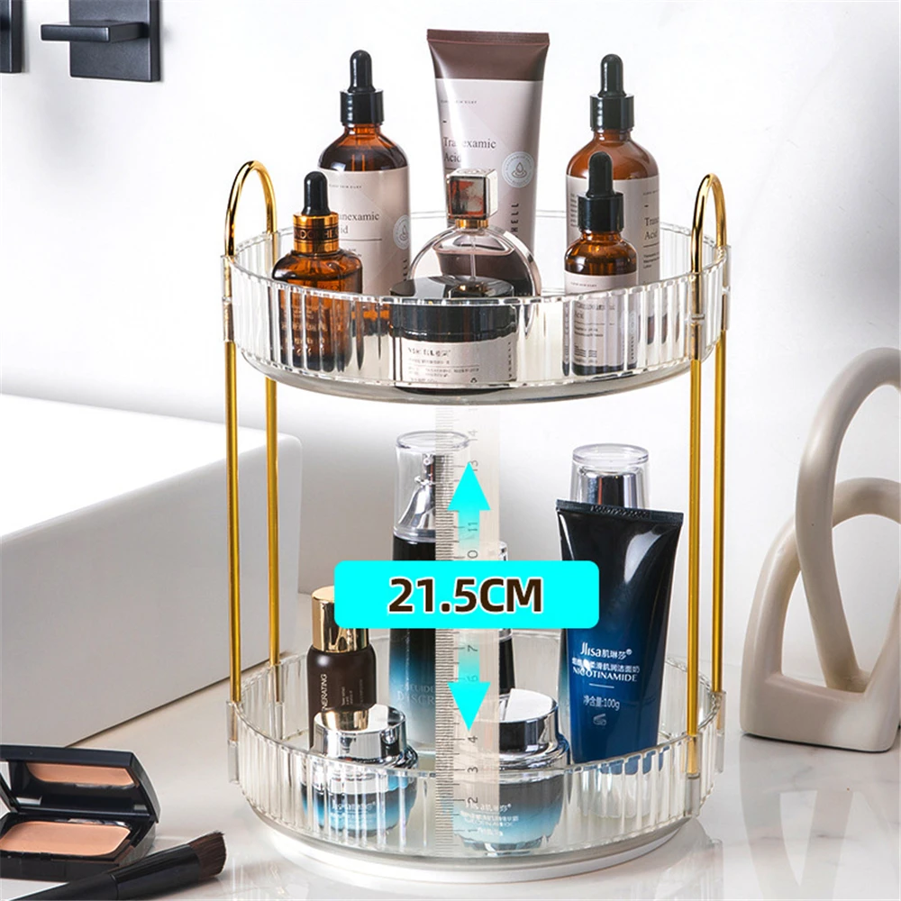 Rotating Makeup Organizer for Vanity 3 Tier, High-Capacity Skincare Clear  Make Up Storage Perfume Organizers Cosmetic Dresser Organizer Countertop  360